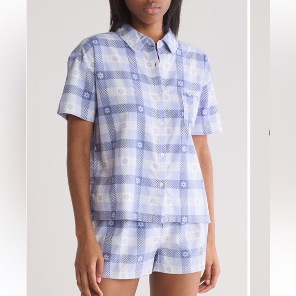 PJ Salvage Graphic Short Pajamas‎ flannel medium Set shorts shirt NWT - Picture 1 of 3